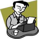 reporter on typewriter clipart