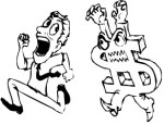 Clipart - running from debt